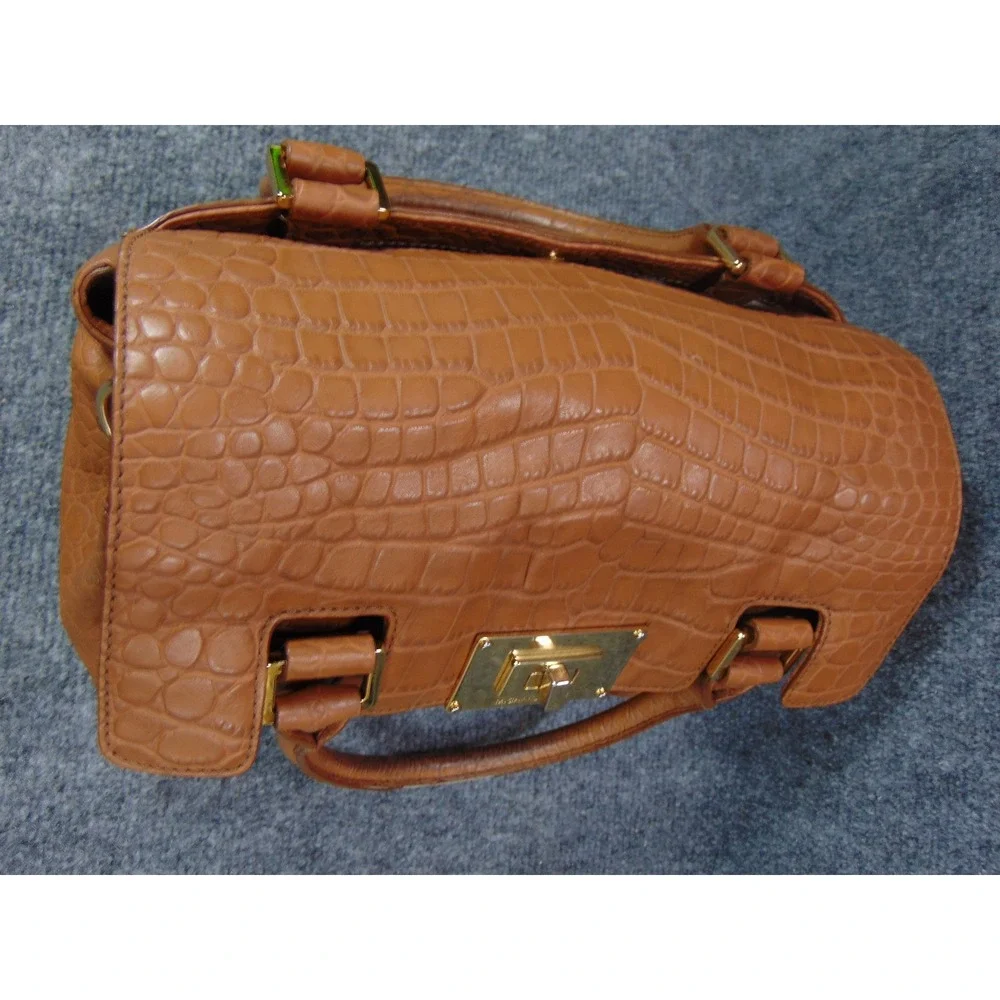 Michael Kors Hamilton Satchel Brown Croc Embossed Leather‎ Turn Lock